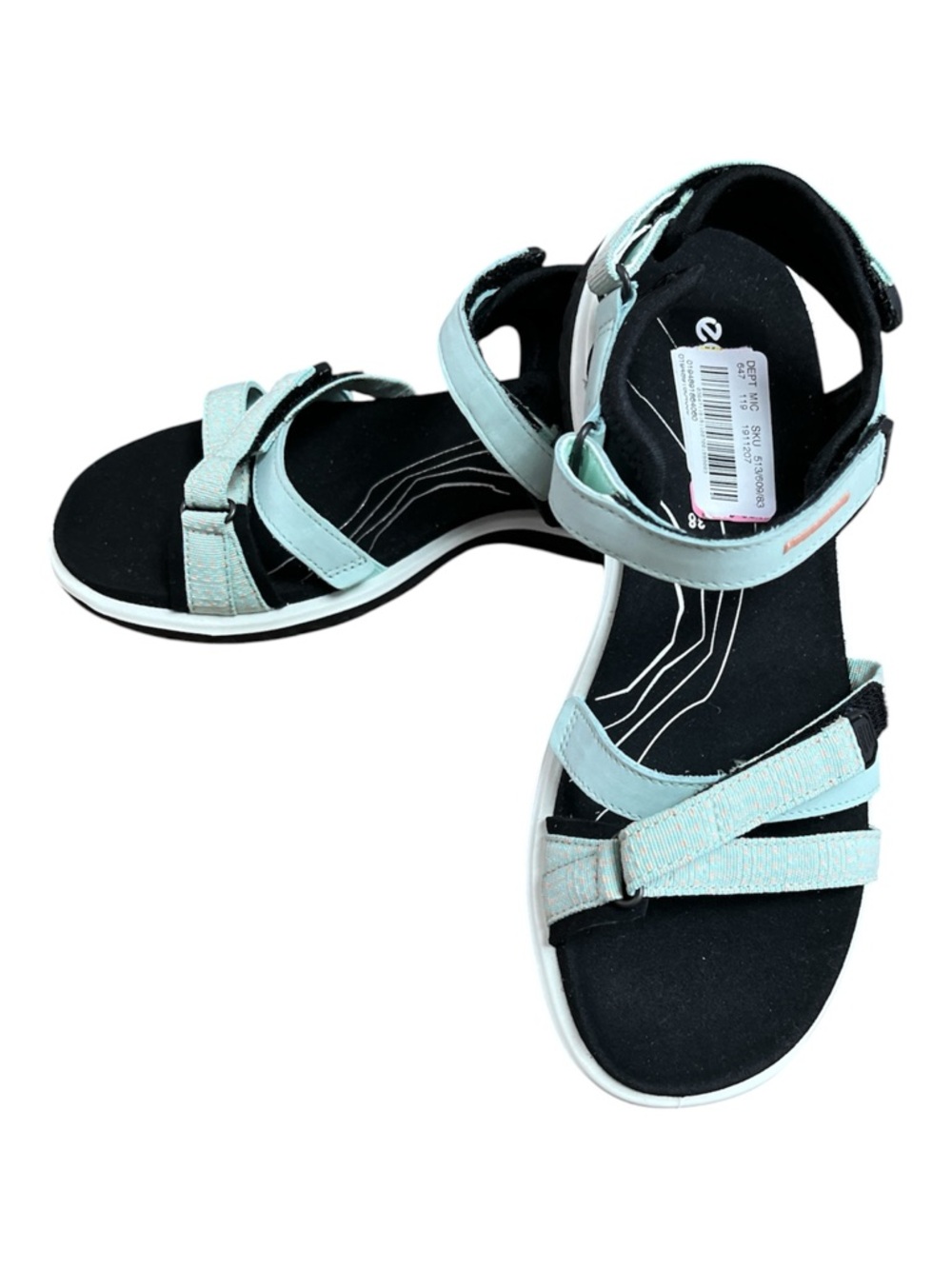 ECCO Offroad Roam Women's Walking Sandals - Mint Light Blue & Black - Size 38